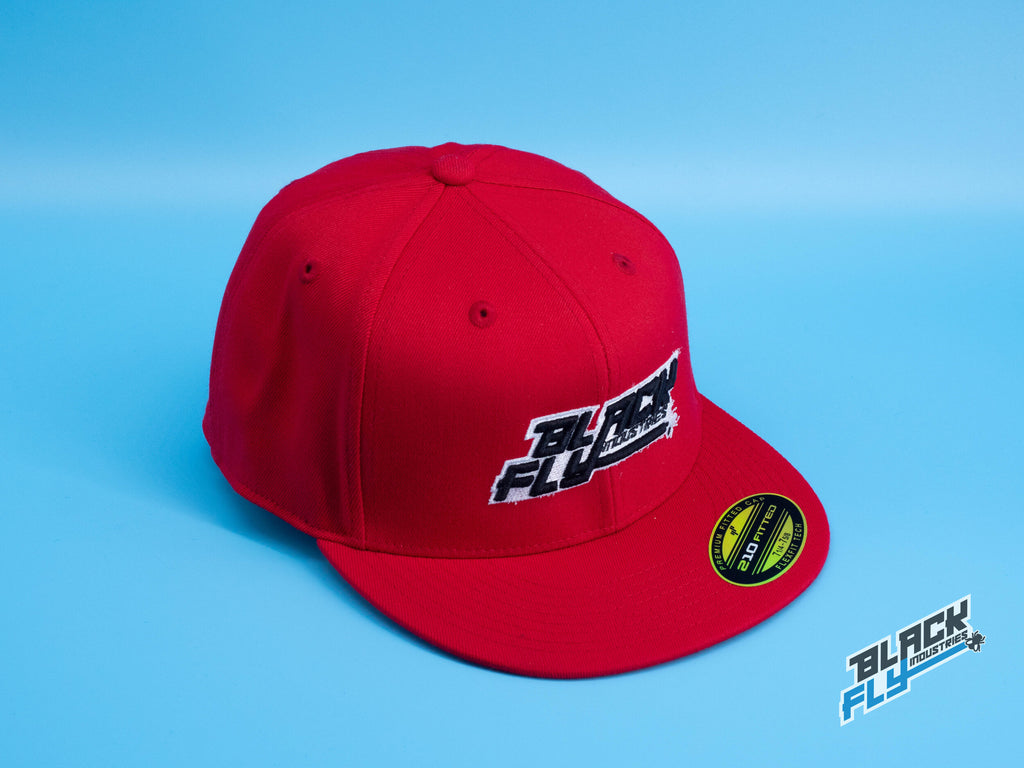 Black Fly Industries Flexfit 210 Flat Bill hat- Red