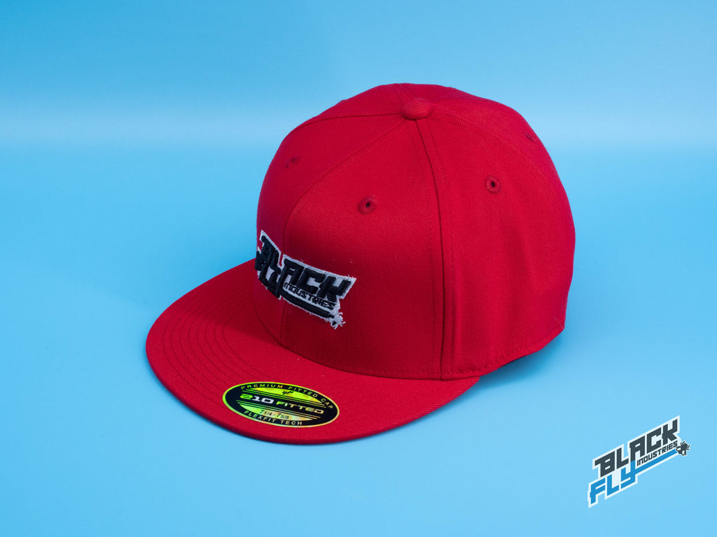 Black Fly Industries Flexfit 210 Flat Bill hat- Red