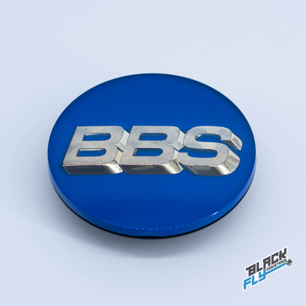 Genuine BBS Blue/ Gold 3D Logo 70 mm 3 Tab Cap Set