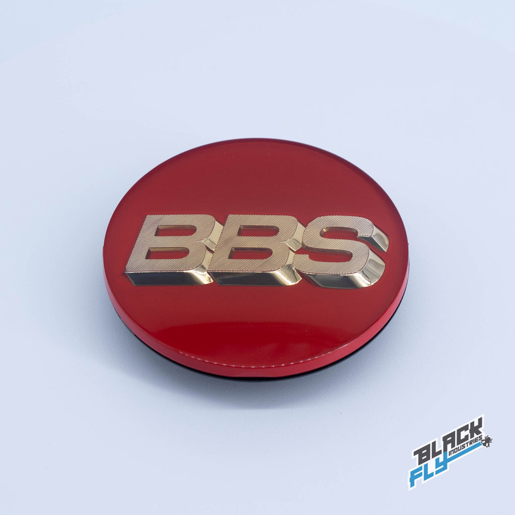 Genuine BBS Red / Gold 3D logo 70mm center cap set