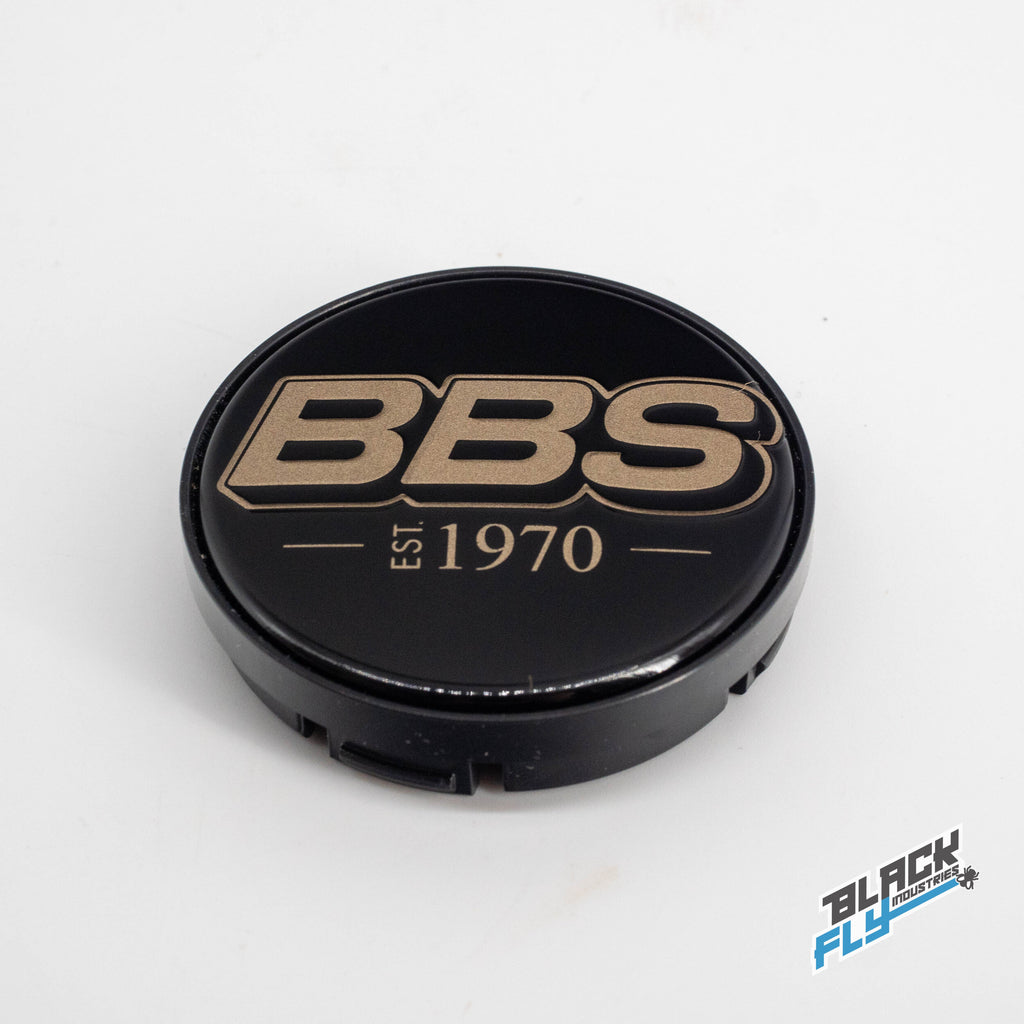 Genuine BBS Black/ Gold Est. 1970 Logo 56 mm Cap Set
