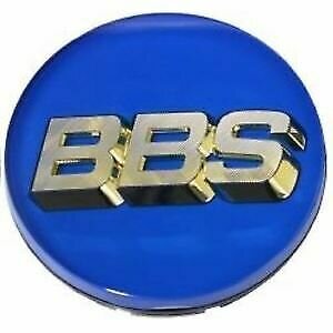 Genuine BBS Blue/ Gold 3D Logo 70 mm 3 Tab Cap Set